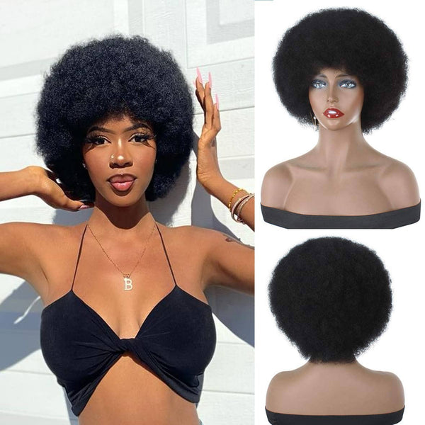 Afro Kinky Curly Wig Women Short Synthetic Hair 4inch For Party