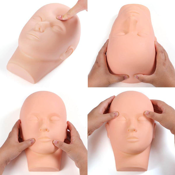 Makeup Mannequin Head for Practice Silicone Cosmetology Training Doll with  Mount Hole Face Eyelashes Eye Shadow Blush Head Massage Practice Model