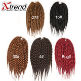 Xtrend Crochet Box Braids Hair 12roots Synthetic Kanekalon Braiding Hair Extensions Black Burgundy Heat Resistant