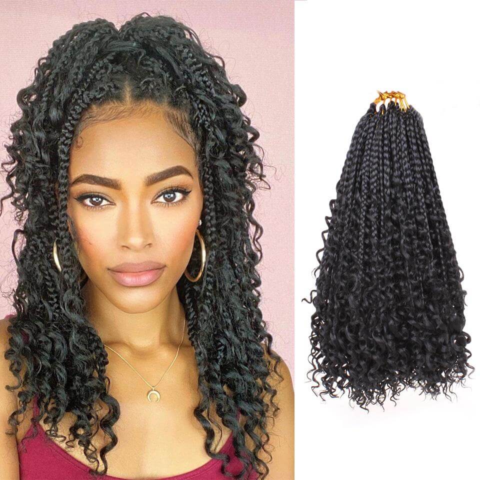 Xtrend Boho Bob Box Braids Crochet Hair with Curly Ends Goddess Box Cr –  Xtrend Hair
