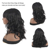 Xtrend 16 Inch Bangs Bob Short Curly Wigs Ombre Blond Wavy Wig Synthetic Heat Resistant Fiber Hair