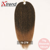 Xtrend 30Roots/Pack 18'' Ombre Senegalese Twist Hair Synthetic Color Hair Crochet Braiding Hair Extensions Rainbow Hair