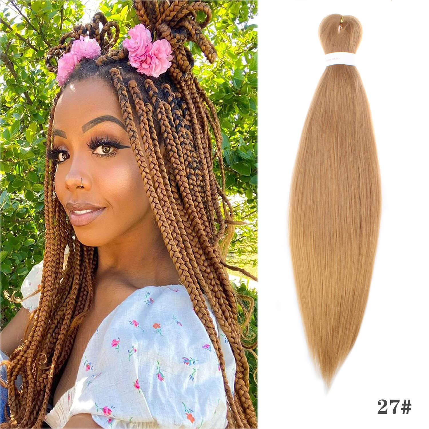 Blonde Ombre Braiding Hair Pre Stretched 27 Honey Blonde Prestretched  Braiding Hair 26 Inch Kanekalon Synthetic Knotless Pre-stretched Braiding  Hair Extensions By (3 Packs 1b/27/613)