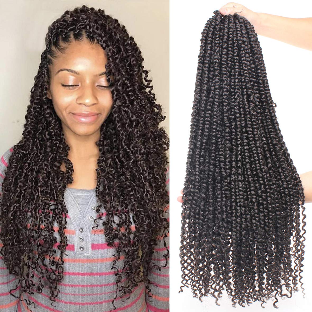 Pre-Twisted Passion Twist Hair 16 Inch, Long Passion 16 Inch (Pack of 8)  T30