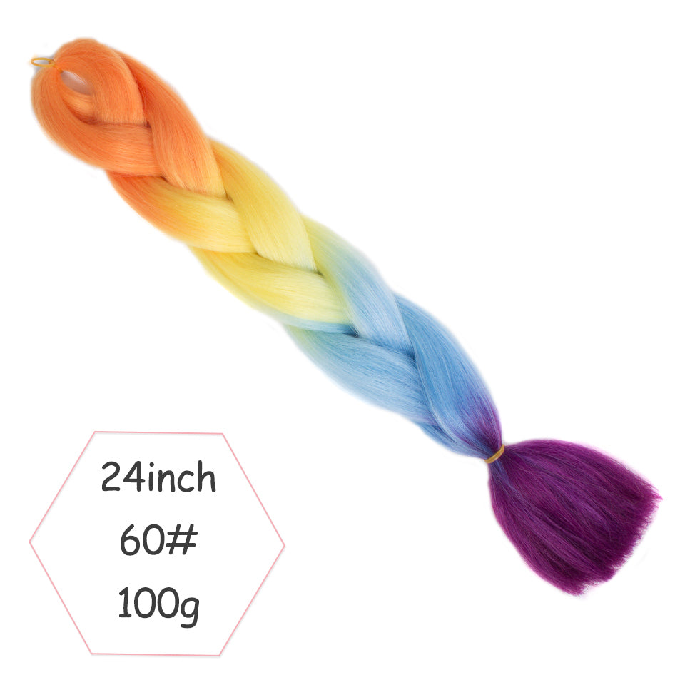 Kanekalon Ombre 4 Colors Mix Braiding Hair 3pcs Extensions Jumbo Hair  Rainbow Color Colorful Twist Braid wigs Dreadlocks ( Pink  /Purple/Green/Blue/ Light Cyan) (Lot 24Inch) ps18
