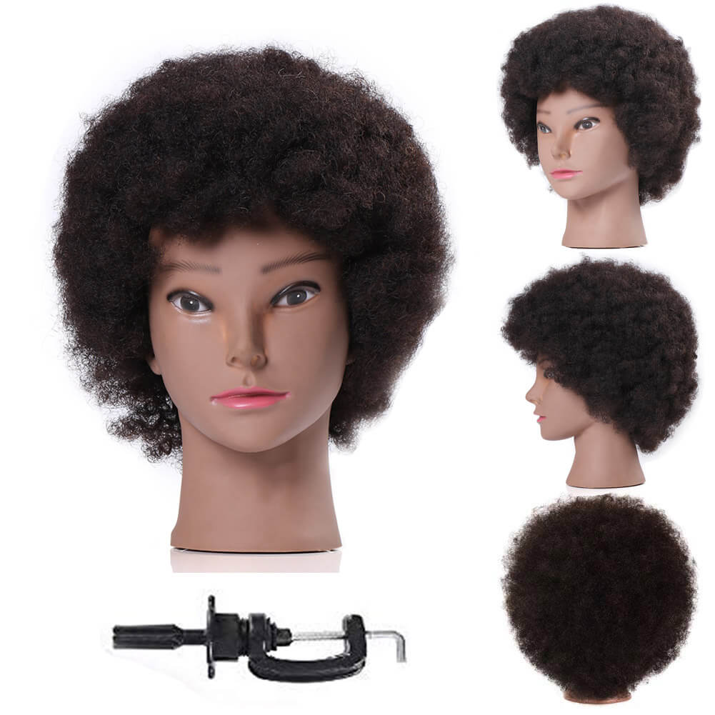 WikNifo Real 100% Human Hair Mannequin Head with Stand for Hairdresser  Practice Braiding Styling Manikin Cosmetology Doll Training Head