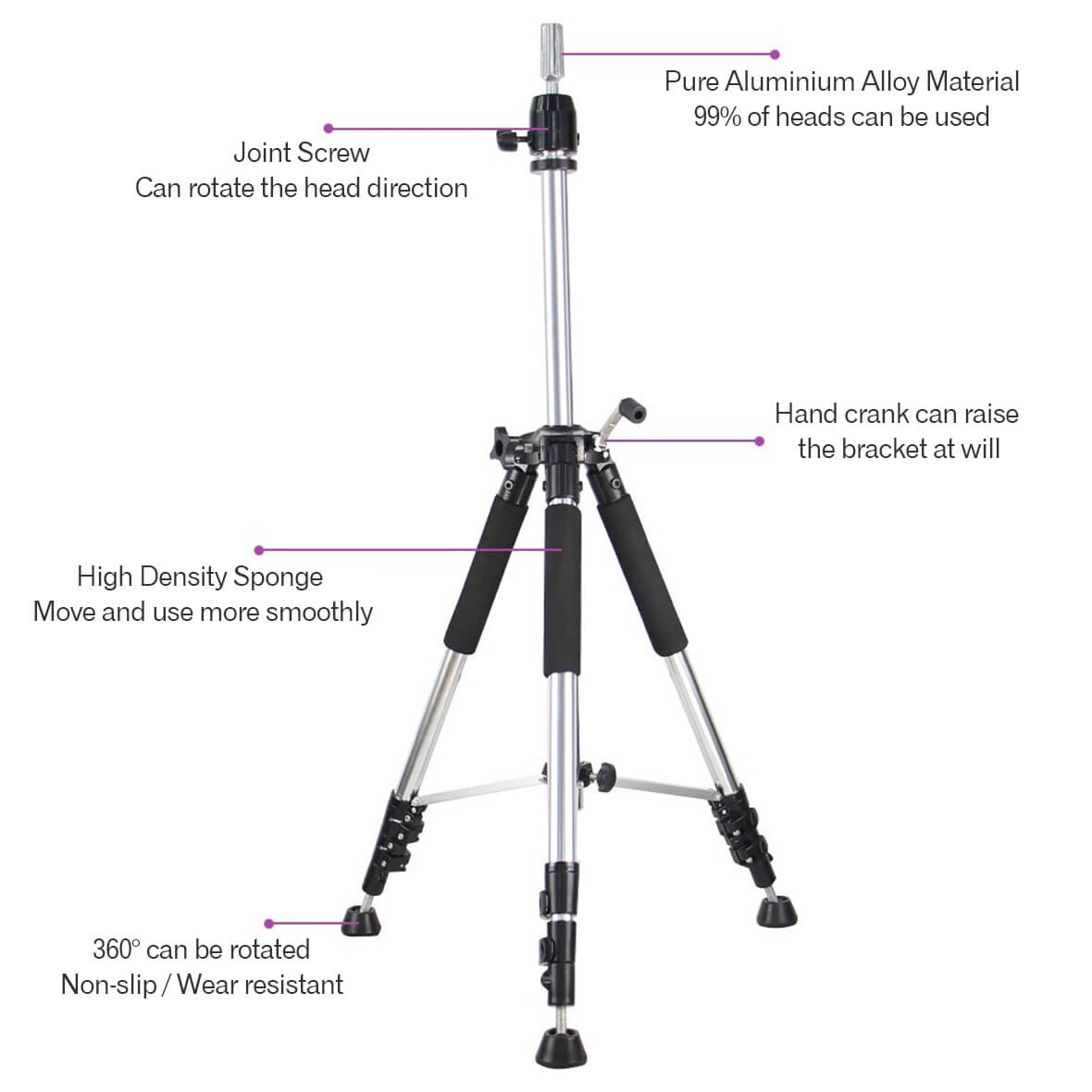 The New Adjustable Wig Stand Mannequin Head Tripod For Canvas Block  Heads,Making Wigs,Styling,Cosmetology