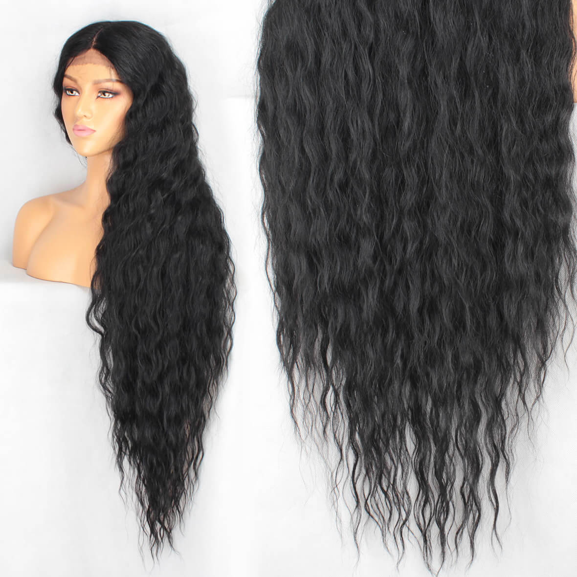 40inch Synthetic Wig Long Curly Lace Front Wigs Fashion Water Wave Wig –  Xtrend Hair