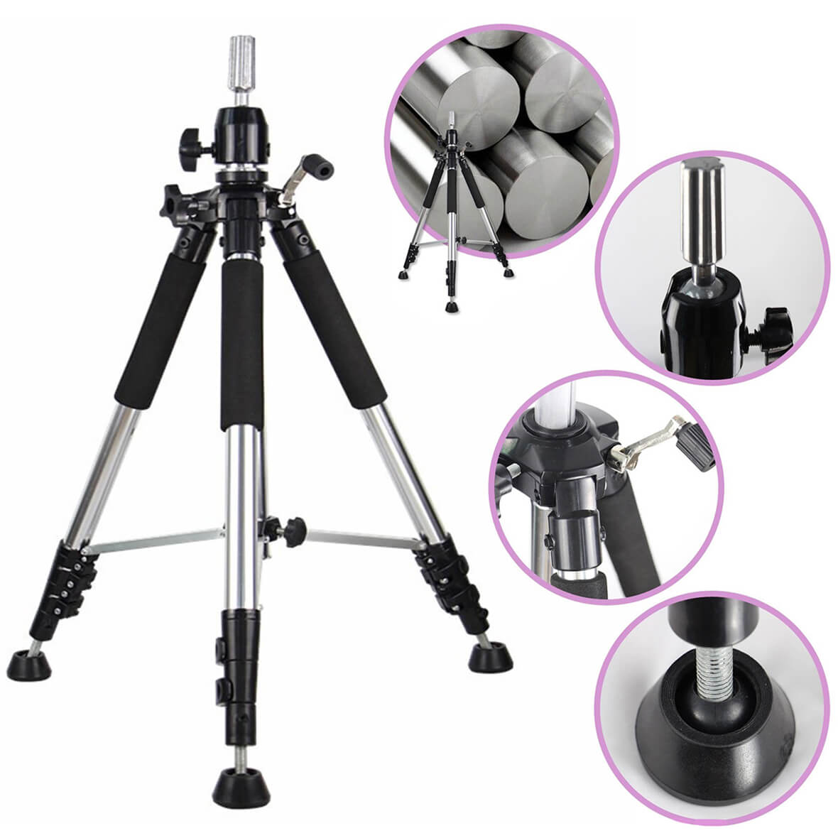 140cm High Tripod Stand for Wig Making Canvas Head Mannequin Head Styling  Practice Training Head Adjustable DIY Wig Accessories - AliExpress