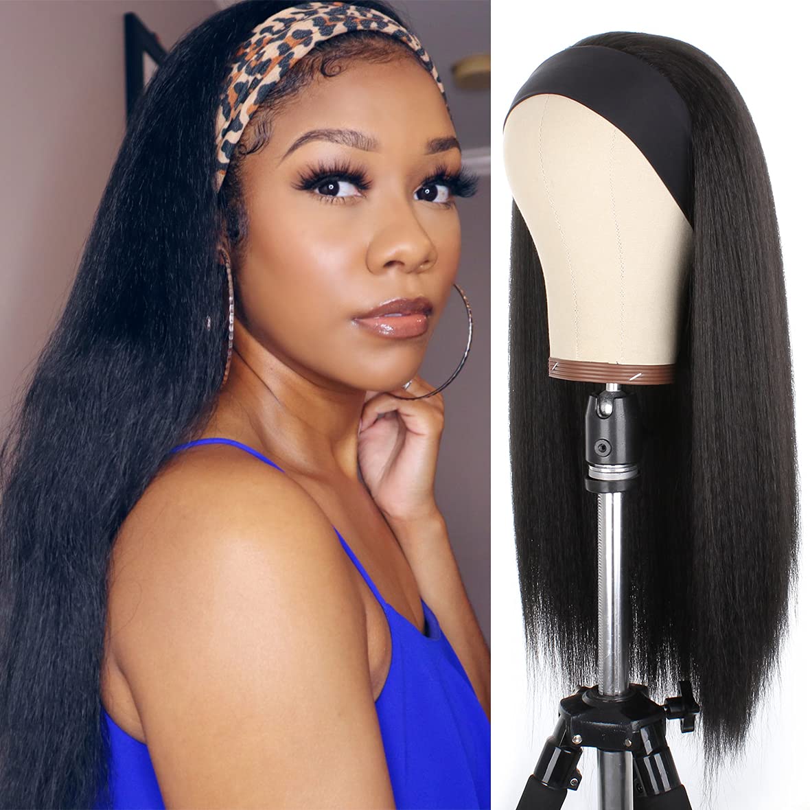  6 Packs 20 Inches Kinky Straight Crochet Hair with Adjustable  Loop Synthetic Pre-looped Yaki straight Crochet Braiding Hair Extensions  for Black Women 1B# Black : Beauty & Personal Care