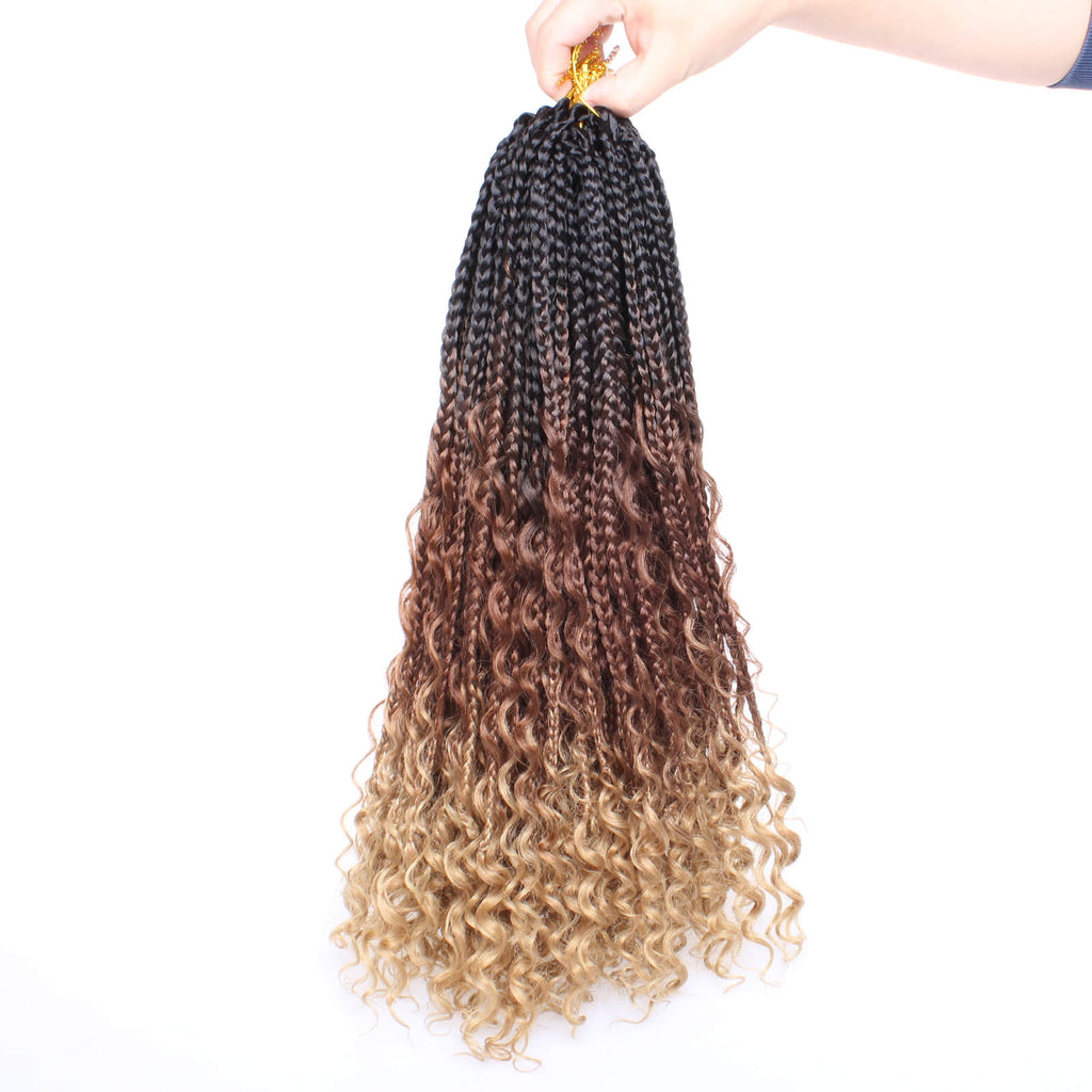 Xtrend Boho Bob Box Braids Crochet Hair with Curly Ends Goddess Box Cr ...